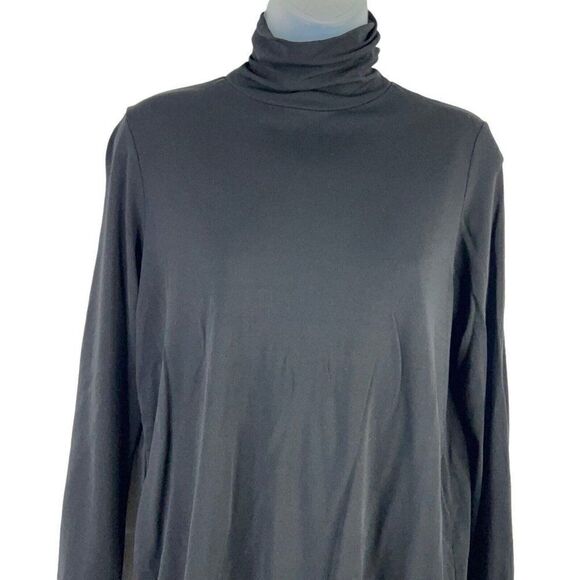 Eileen Fisher Blouse Women's Small Silk Turtle Neck Long Sleeve Top Black - Picture 2 of 9